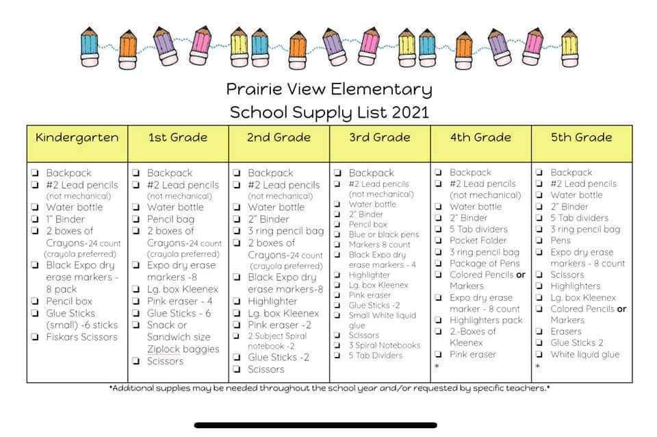 School Supply List