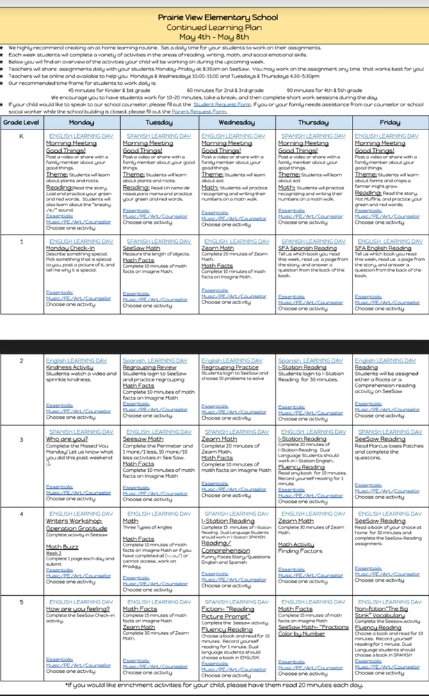 Distance Learning Plan