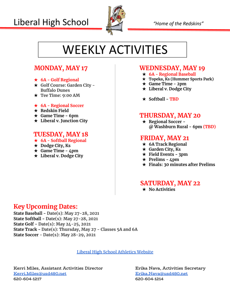 Weekly Activities May 17-22